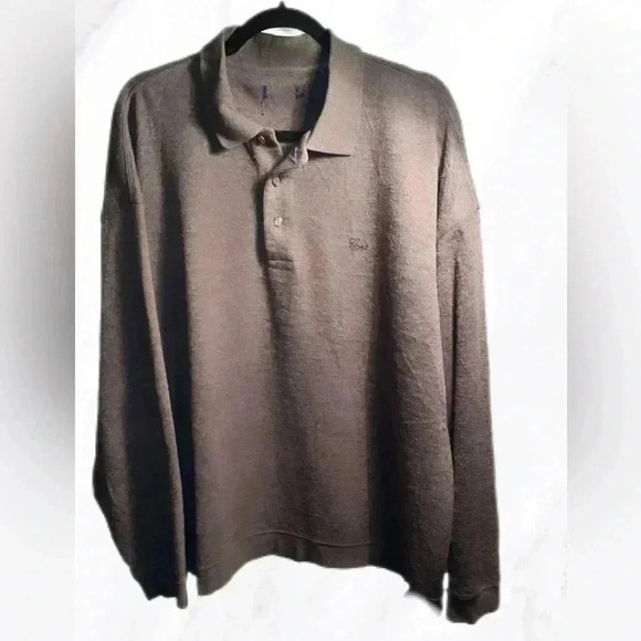 original long sleeve rugger 3  button collar dark grey sweater XXL - Picture 1 of 3